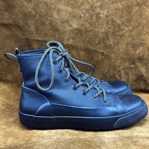 Hunter Black Rubber/Canvas Ankle Boots